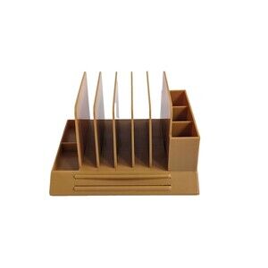 VTG Max Klein Mustard Yellow Desk Organizer MCM Plastic Mail Sorter Office Caddy